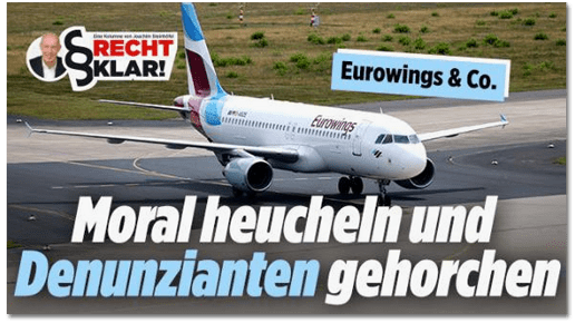 Screenshot Bild.de - Eurowings und Co - Moral heucheln und Denunzianten gehorchen