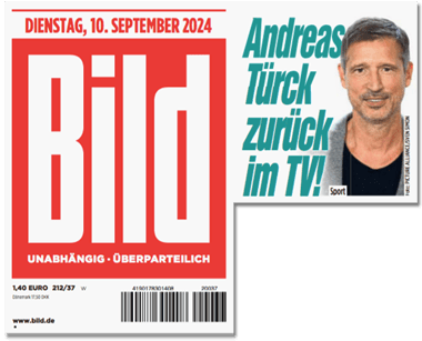 Ausriss Bild-Titelseite - Andreas Türck zurück im TV