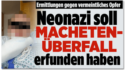 Screenshot Bild.de - Ermittlungen gegen vermeintliches Opfer - Neonazi soll Macheten-Überfall erfunden haben