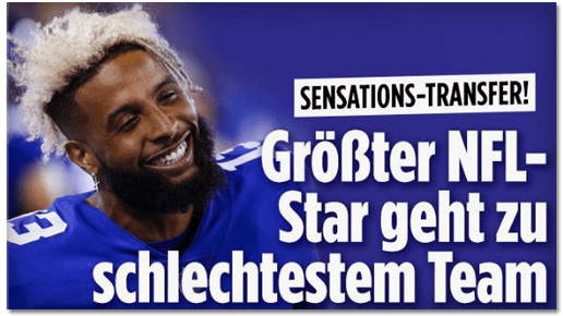 Screenshot Bild.de - Sensations-Transfer - Größter NFL-Star geht zu schlechtestem Team