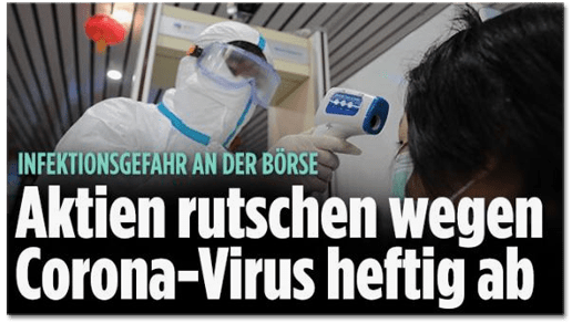 Screenshot Bild.de - Infektionsgefahr an der Börse - Aktien rutschen wegen Corona-Virus heftig ab