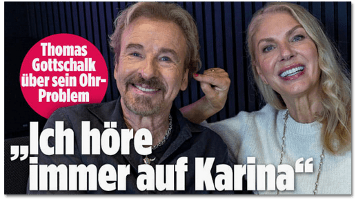 Screenshot Bild.de - Thomas Gottschalk über sein Ohr-Problem - Ich höre immer auf Karina