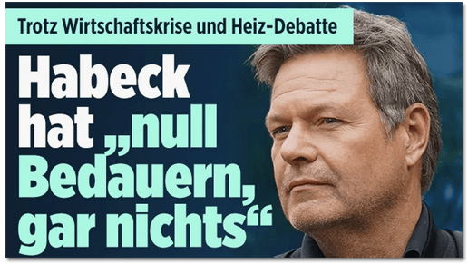 Screenshot Bild.de - Trotz Wirtschaftskrise und Heiz-Debatte - Habeck hat null Bedauern, gar nichts