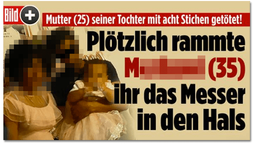 Screenshot Bild.de - Mutter (25) seiner Tochter mit acht Stichen getötet! - Plötzlich rammte M. (35) ihr das Messer in den Hals