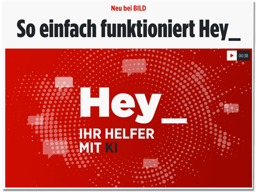 Screenshot Bild.de - Neu bei Bild - So einfach funktioniert Hey - Hey, Ihr Helfer mit KI