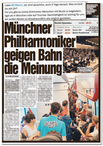 Ausriss Bild-Zeitung - Münchner Philharmoniker geigen Bahn die Meinung