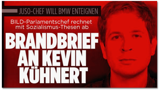 Screenshot Bild.de - Juso-Chef will BWM enteignen - Bild-Parlamentschef rechnet mit Sozialismus-Thesen ab - Brandbrief an Kevin Kühnert