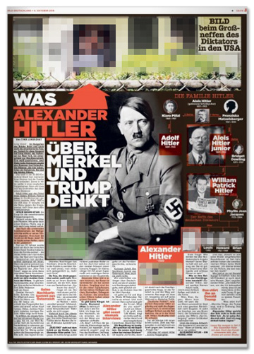 Ausriss Bild-Zeitung - Was Alexander Hitler über Merkel und Trump denkt