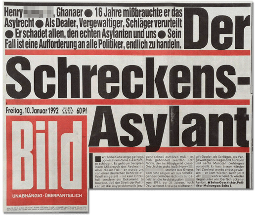 Ausriss Bild-Zeitung - Der Schreckens-Asylant