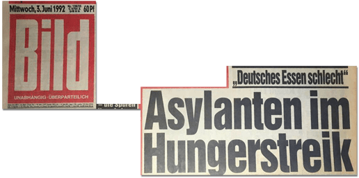 Ausriss Bild-Zeitung - Deutsches Essen schlecht - Asylanten im Hungerstreik