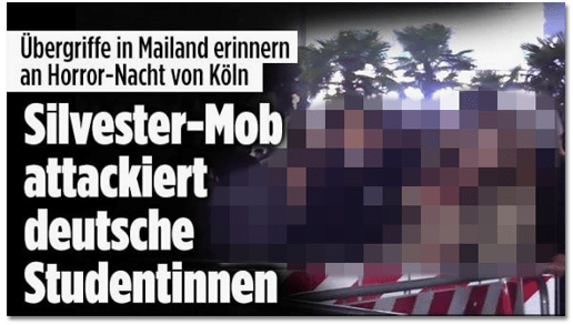 Screenshot Bild.de - Übergriffe in Mailand erinnern an Horror-Nacht von Köln - Silvester-Mob attackiert deutsche Studentinnen