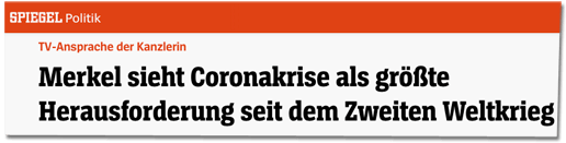 Screenshot Spiegel - TV-Ansprache der Kanzlerin - Merkel sieht Coronakrise als größte Herausforderung seit dem Zweiten Weltkrieg