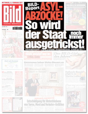 Ausriss Bild-Zeitung - Asyl-Abzocke - So wird der Staat noch immer ausgetrickst!