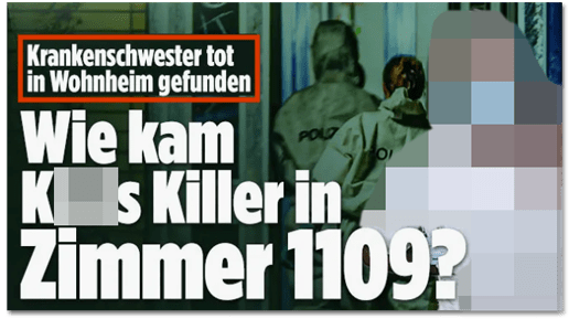 Screenshot Bild.de - Krankenschwester tot in Wohnheim gefunden - Wie kam K.s Killer in Zimmer 1109?