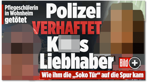 Screenshot Bild.de - Pflegeschülerin in Wohnheim getötet - Polizei verhaftet K.s Liebhaber - Wie ihm die Soko Tür auf die Spur kam