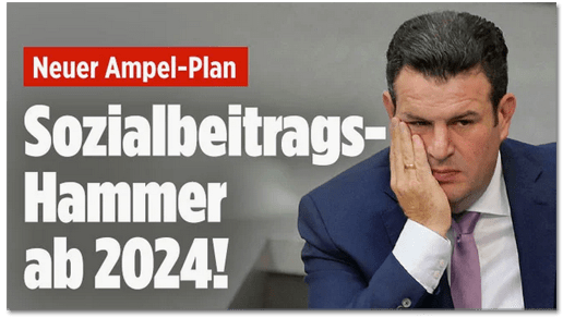 Screenshot Bild.de - Neuer Ampel-Plan - Sozialbeitrags-Hammer ab 2024