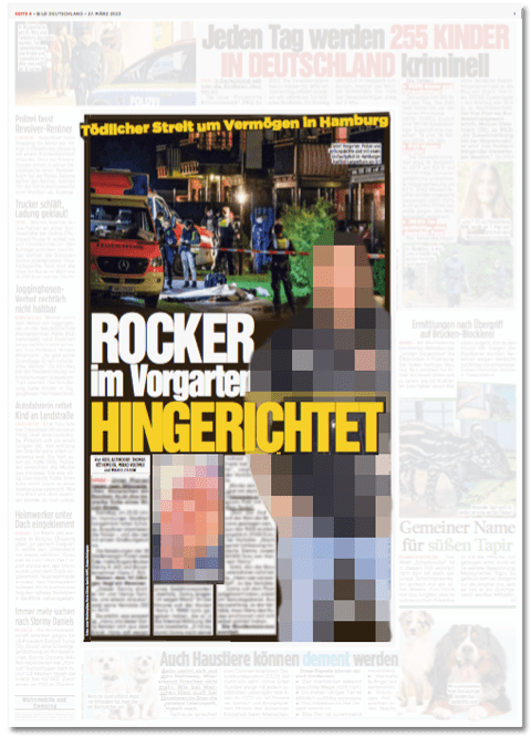 Ausriss Bild-Zeitung - Rocker im Vorgarten hingerichtet