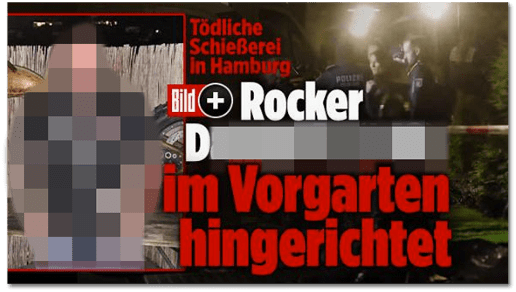 Screenshot Bild.de - Tödliche Schießerei in Hamburg - Rocker D. im Vorgarten hingerichtet