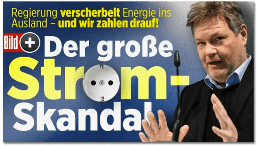 Screenshot Bild.de - Regierung verscherbelt Energie ins Ausland - und wir zahlen drauf! Der große Strom-Skandal