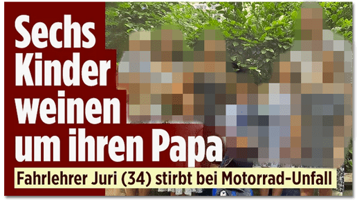 Screenshot Bild.de - Sechs Kinder weinen um ihren Papa - Fahrlehrer Juri (34) stirbt bei Motorrad-Unfall